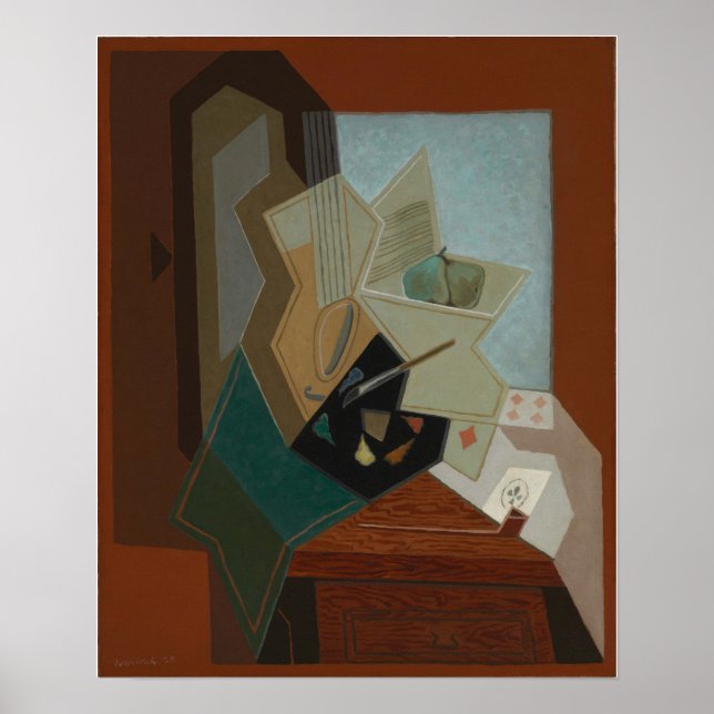 Poster Gris - La fenêtre du peintre (Devant)