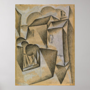 Poster Gris - Maisons à Paris