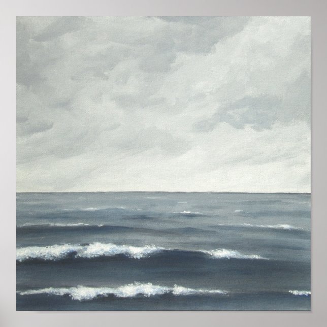 Poster Gris Ocean Waves Fine Art Print (Devant)