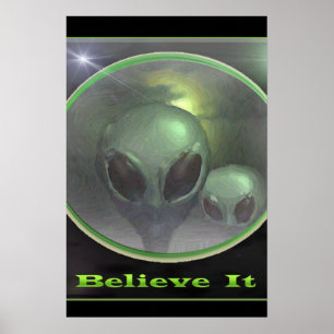 Poster Gris paranormaux d'UFO