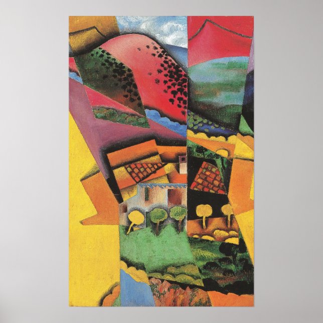 Poster Gris - Paysage À Ceret 1913 (Devant)