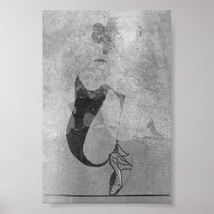 Poster Gris rouge de noir d'argent de corps de femme de