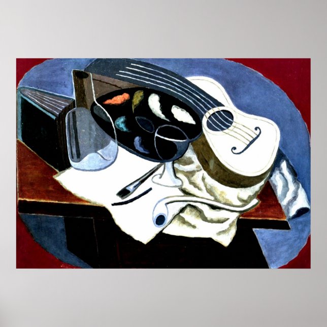 Poster Gris - Table du peintre; peinture de Juan Gris (Devant)