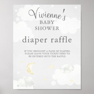 Poster Gris Twinkle Star Baby shower Déchets Raffle