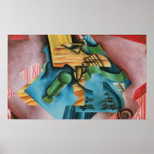 Poster Gris - Violon Et Verre