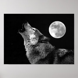 Poster Gris Wolf & Moon Imprimer