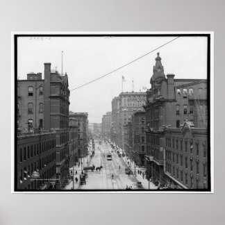 Poster Griswold Street, Detroit Michigan vers 1906