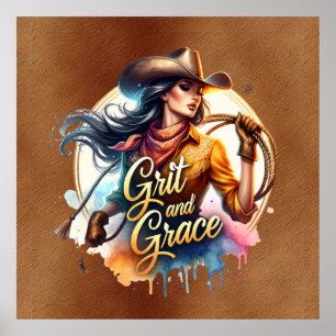 Poster Grit de cowgirl occidentale