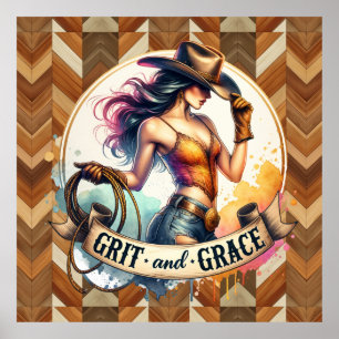 Poster Grit de cowgirl occidentale