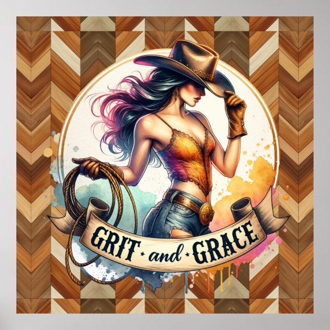 Poster Grit de cowgirl occidentale (Devant)
