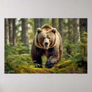 Poster Grizzly Oear Animal Nature Majestic Wild