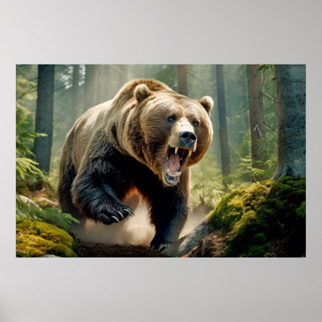 Poster Grizzly Oear Animal Nature Majestic Wild (Devant)