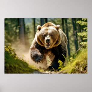 Poster Grizzly Oear Animal Nature Majestic Wild