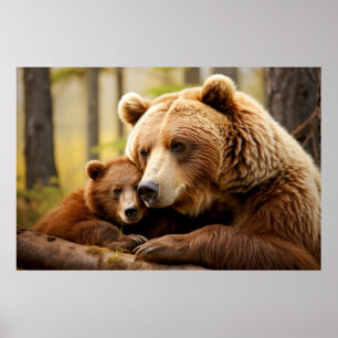 Poster Grizzly Oear Animal Wild Beauté Liberté Wilderness