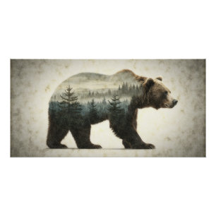 Poster Grizzly Oear Wilderness Art