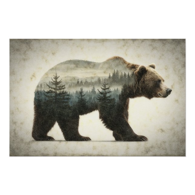 Poster Grizzly Oear Wilderness Art (Devant)