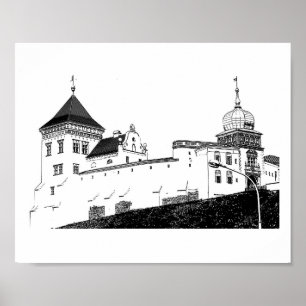 Poster Grodno Belarus Architecture Castle Croquis