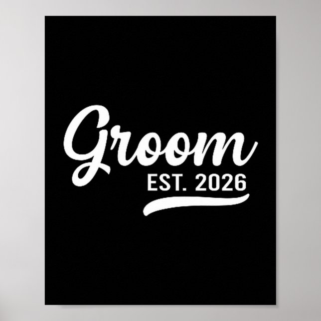 Poster Groom Est 2026 Just Married Honeymoon Wedding Groo (Devant)