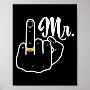 Poster Groom Juste Marié Mariage Lune de miel Anneau Doig