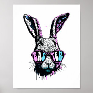 Poster Groovi Lapin Face Lapin Avec Lunettes De Soleil Pâ