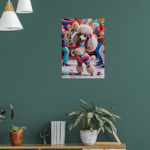 Poster Groovie Hippie 60s Poodle Dancing in the Disco