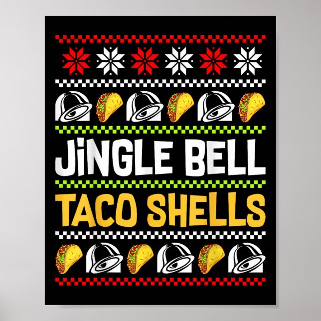 Poster Groovy Christmas Jingle Bells Taco Shells Ugly Xma (Devant)