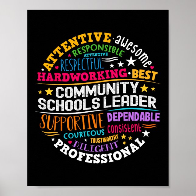 Poster Groovy Community Schools Leader Spreading Positivi (Devant)