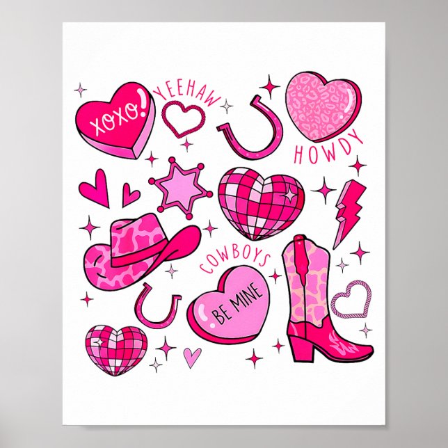 Poster Groovy Howdy Valentine Western Valentines Day Cowb (Devant)