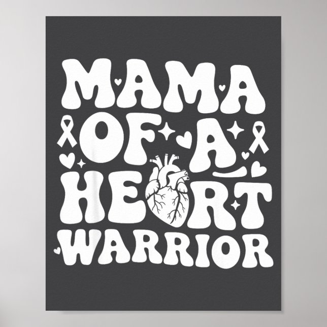 Poster Groovy Mama Of A Heart Warrior Chd Awareness Heart (Devant)
