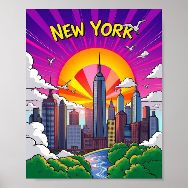 Poster Groovy New York City (Pop art) (Devant)