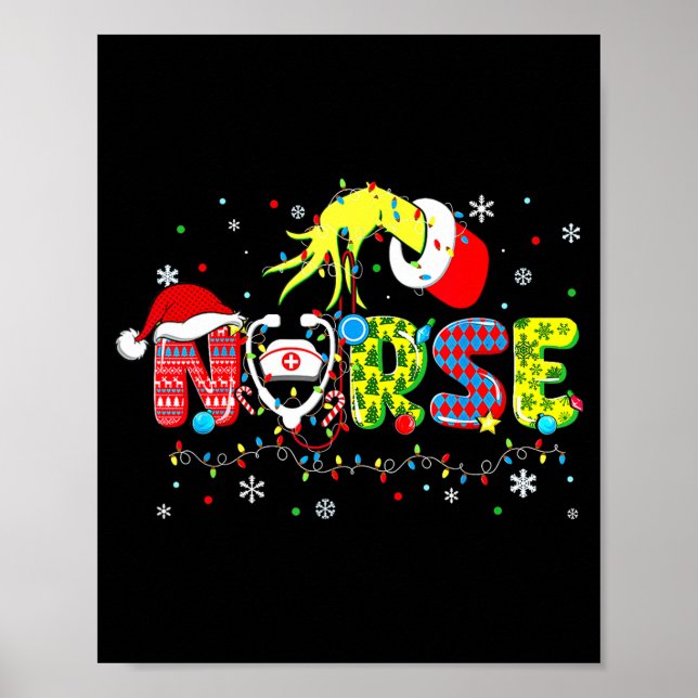Poster Groovy Nurse Christmas Xmas Santa Rn Cna Icu Scurb (Devant)