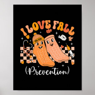 Poster Groovy Rétro J'aime la prévention des chutes Physi