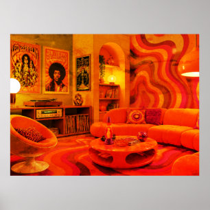Poster Groovy Rétro Living Style Cool Couleurs Mur 1970