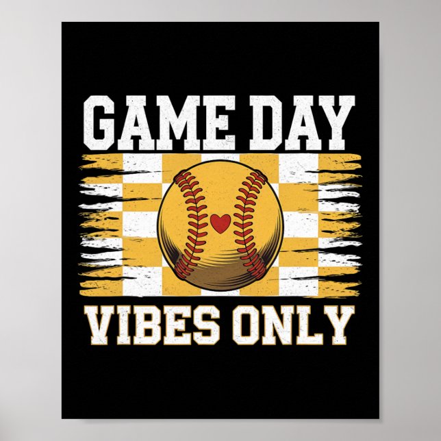 Poster Groovy Softll Women Girls Softll Game Day Vibes  (Devant)