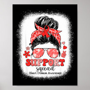 Poster Groovy Support Squad Bun Messy Ruban Rouge Di