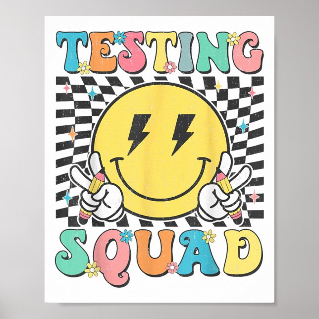 Poster Groovy Test Day Testing Squad Motivation Teacher S (Devant)