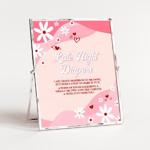 Poster Groovy Valentine Baby Shower Late Night Diapers