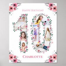 Poster Gros 10e anniversaire fille photo Collage Fleur ro