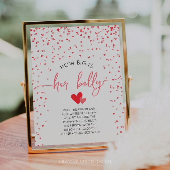 Poster Gros est son ventre Baby shower Jeu Signe (little sweetheart baby shower)