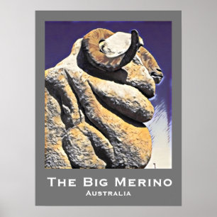 Poster Gros mouton Merino Australie retro imprimé voyage