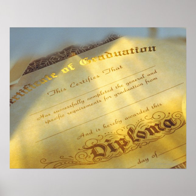 Poster Gros plan du diplôme, Certificat de diplôme (Devant)