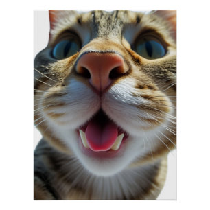 Poster Gros plan sur le chat   Goofy Cute Cat Art