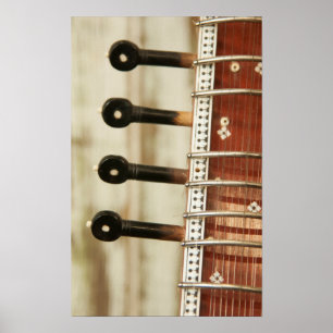 Poster Gros plan sur le sitar indien Kunti