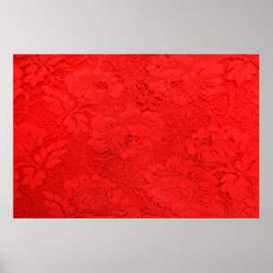 Poster Gros plan sur une texture de dentelle rouge élégan