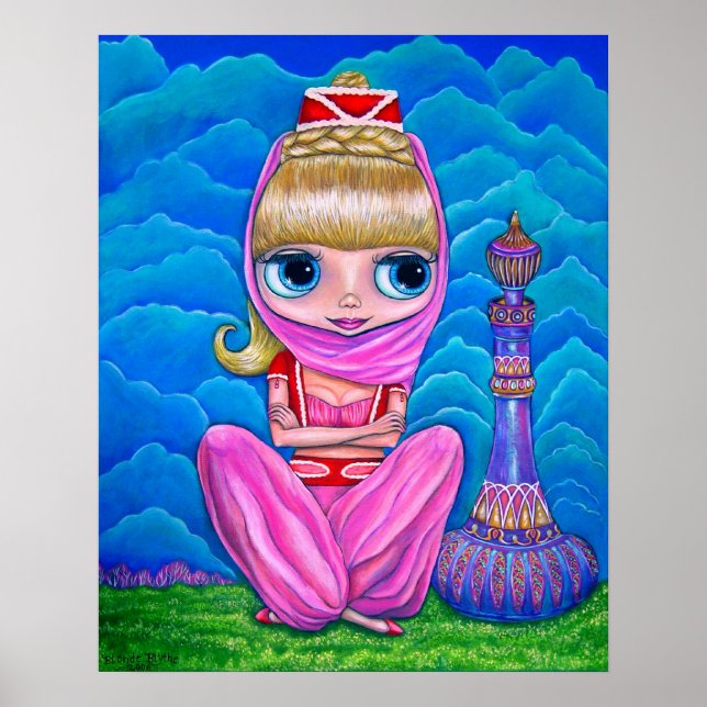 Poster Gros yeux Genie Doll Danse ventre avec Bouteille M (Devant)
