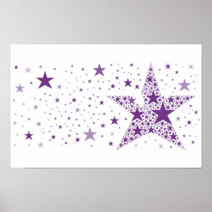 Poster Grosse étoile en Petites étoiles violet violet