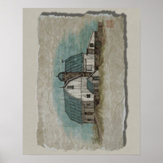 Poster Grosse grange Amish blanche