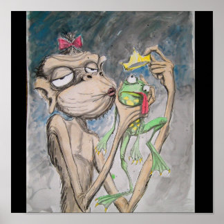 Poster Grosse grenouille moche singe