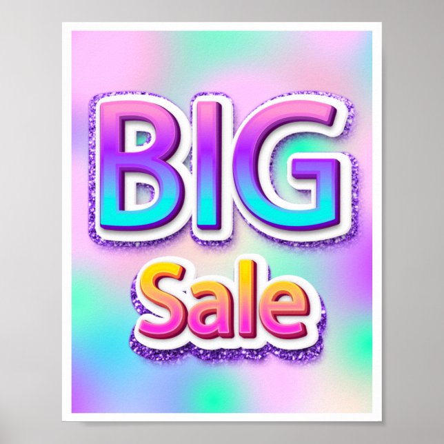 Poster Grosse Vente Rose Fin De Saison Holographe Parties (Devant)