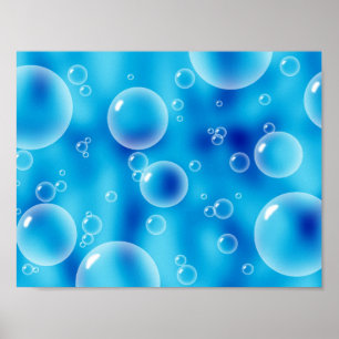 Poster Grosses bulles bleues rebondissantes